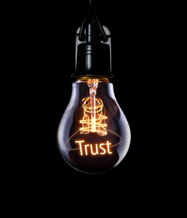 Hanging lightbulb with glowing Trust concept..jpg
